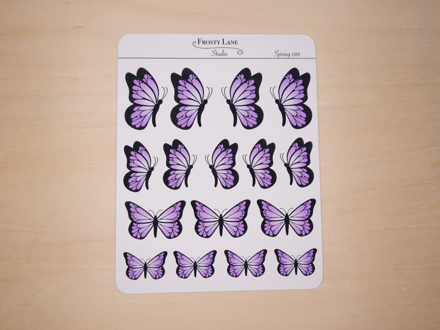 Spring018. Purple Butterfly Sticker Sheet