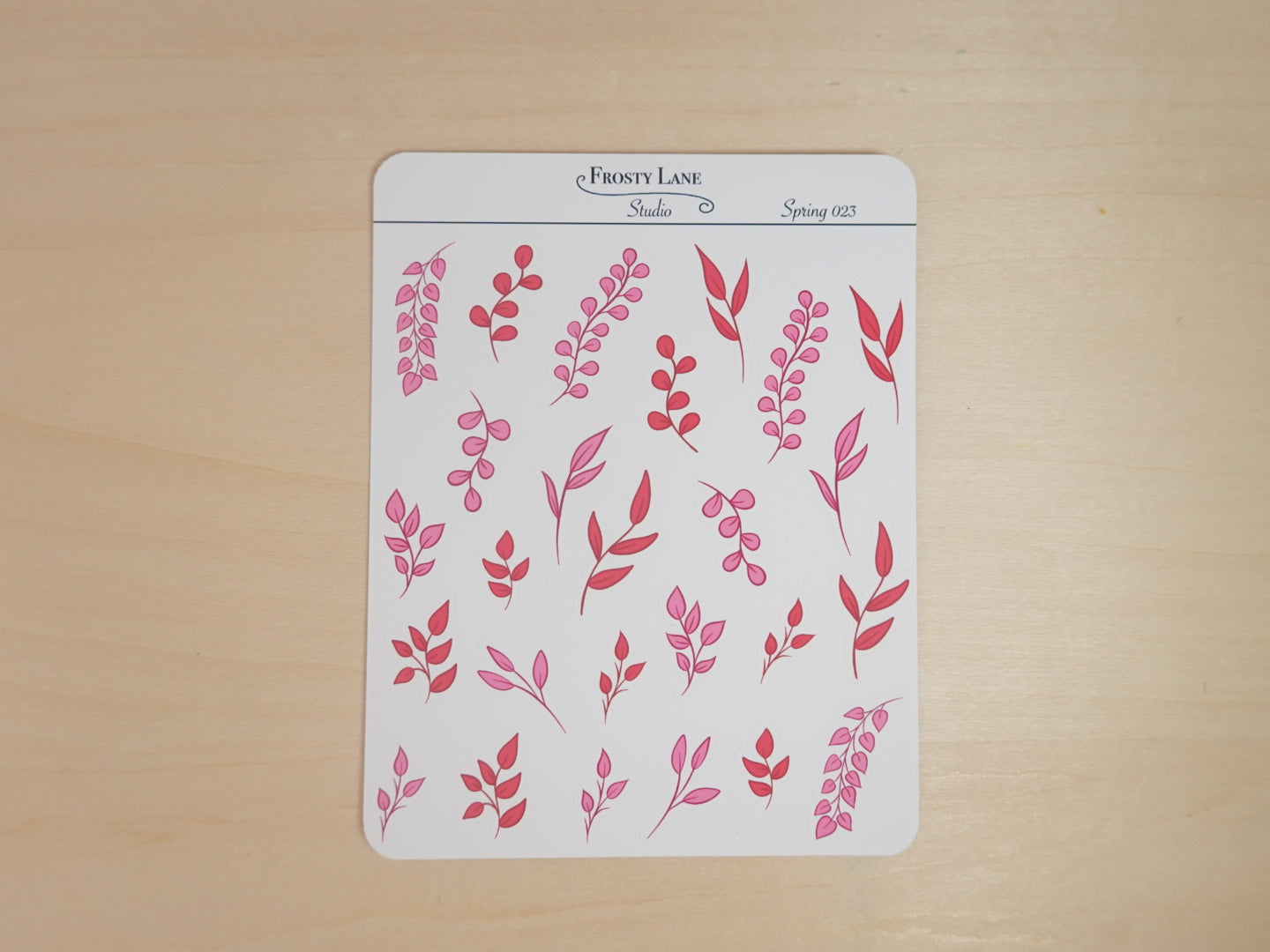 Spring023. Pink and Red Leaves Sticker Sheet