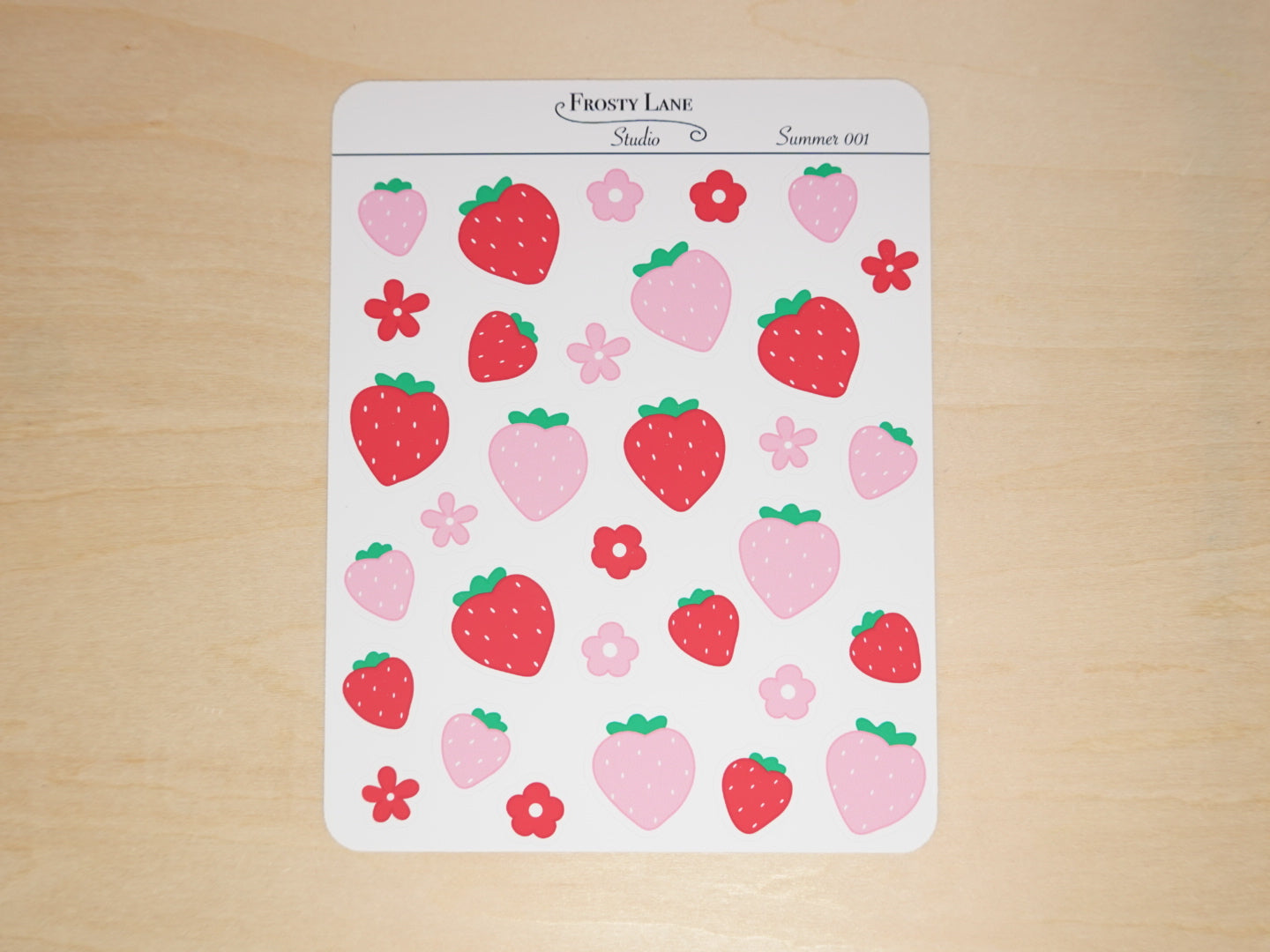Summer001. Strawberry Sticker Sheet