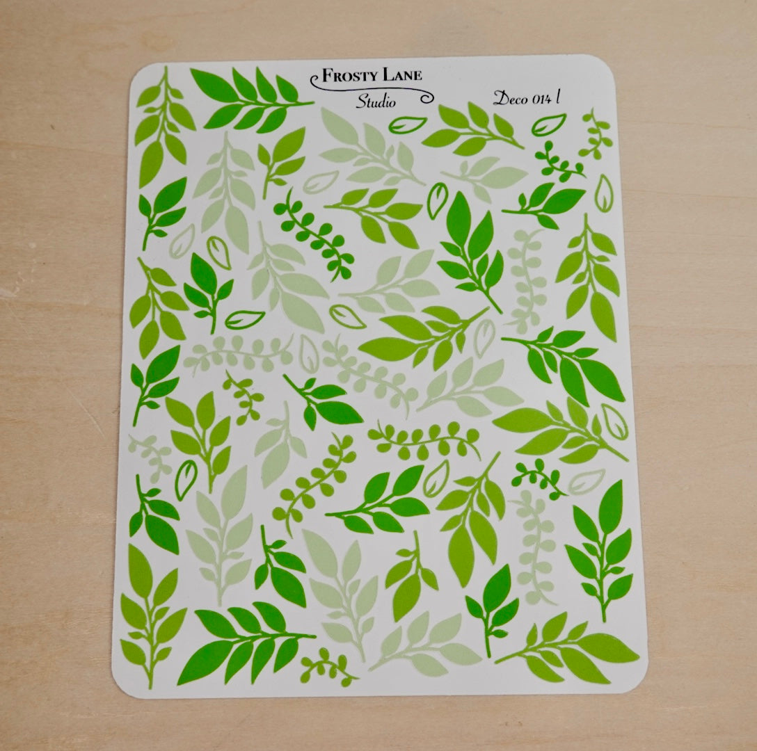 Deco014.l. Lime Foliage Sticker Sheet