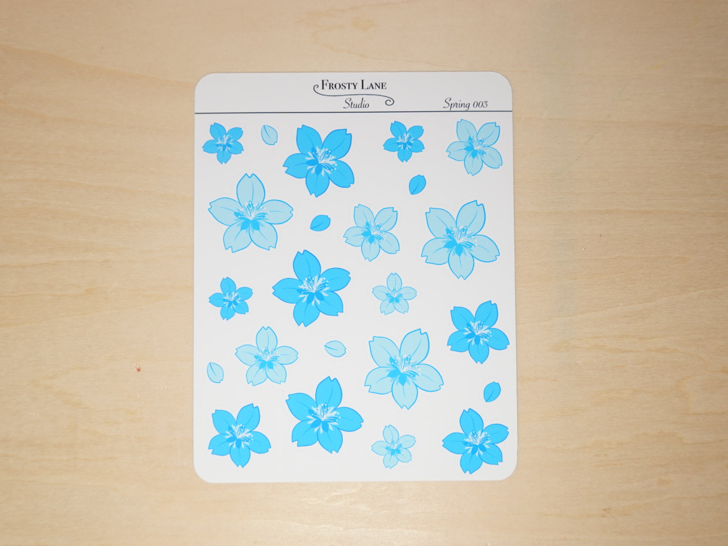 Spring003. Blue Cherry Blossom Sticker Sheet