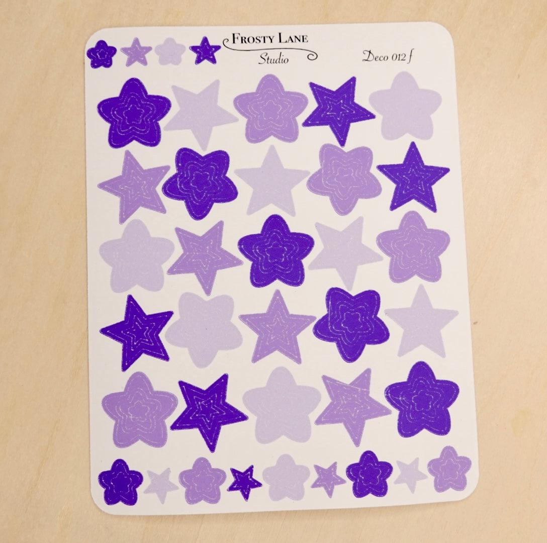 Deco012.f.Purple Star Outline Sticker Sheet