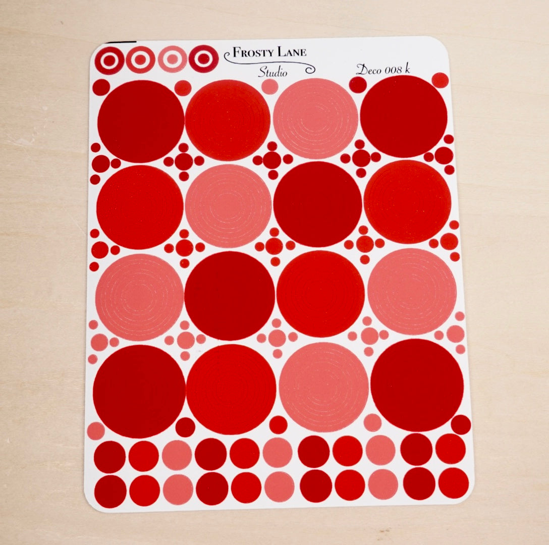 Deco008.k. Red Circle Outline Sticker Sheet