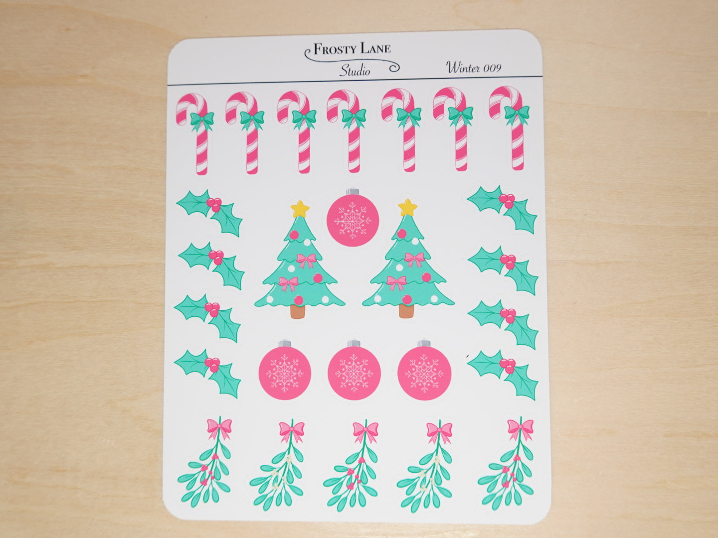 Winter009. Pink Christmas Sticker Sheet