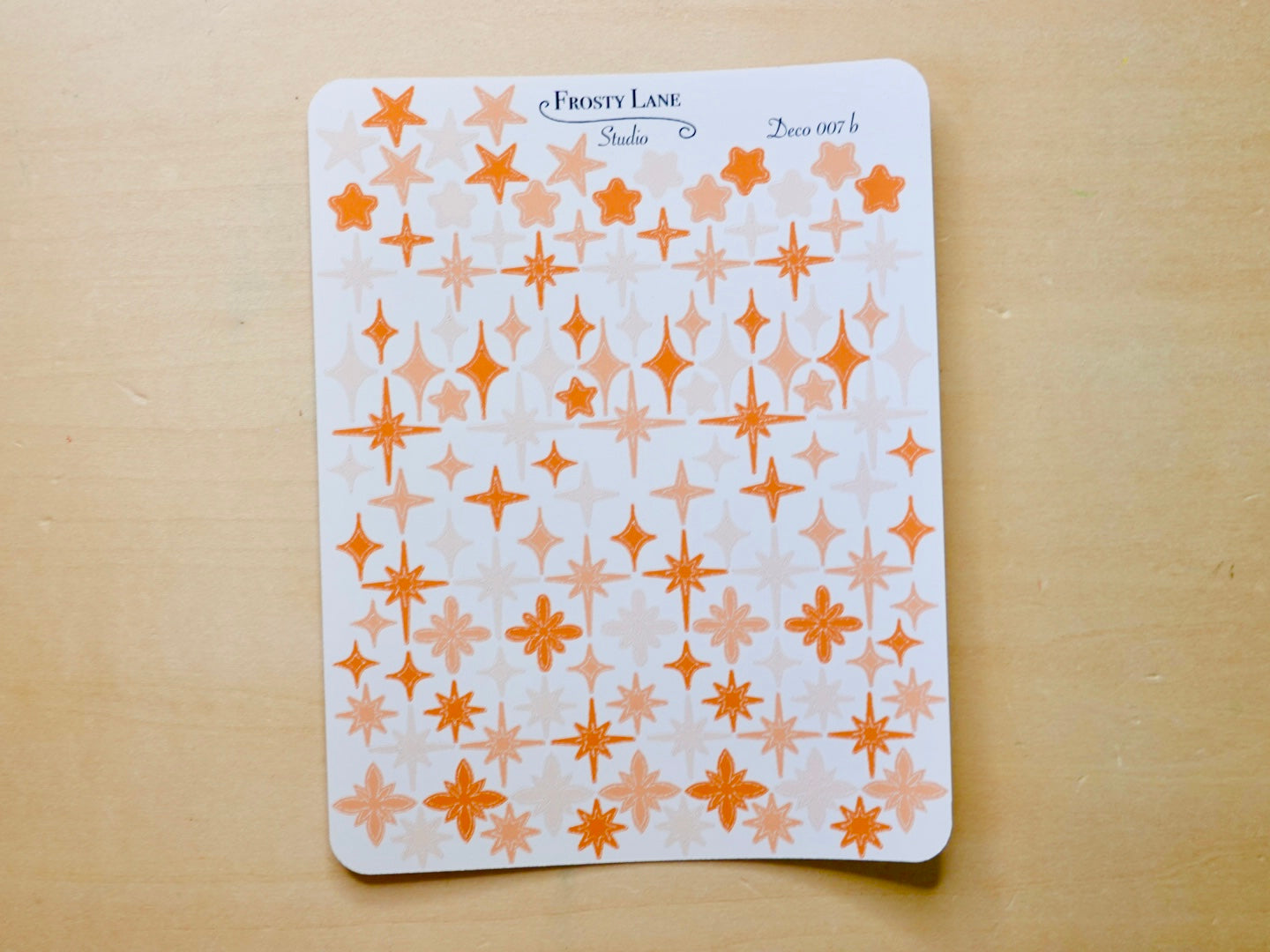 Deco007.b. Orange Stars and Sparkles Sticker Sheet