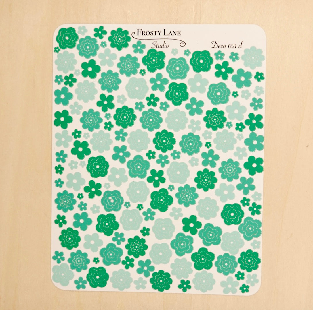 Deco021.d. Green Flower Outline Sticker Sheet