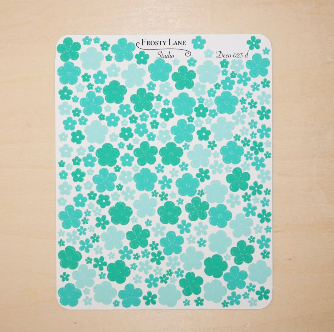 Deco023.d. Green Mini Flower Sticker Sheet