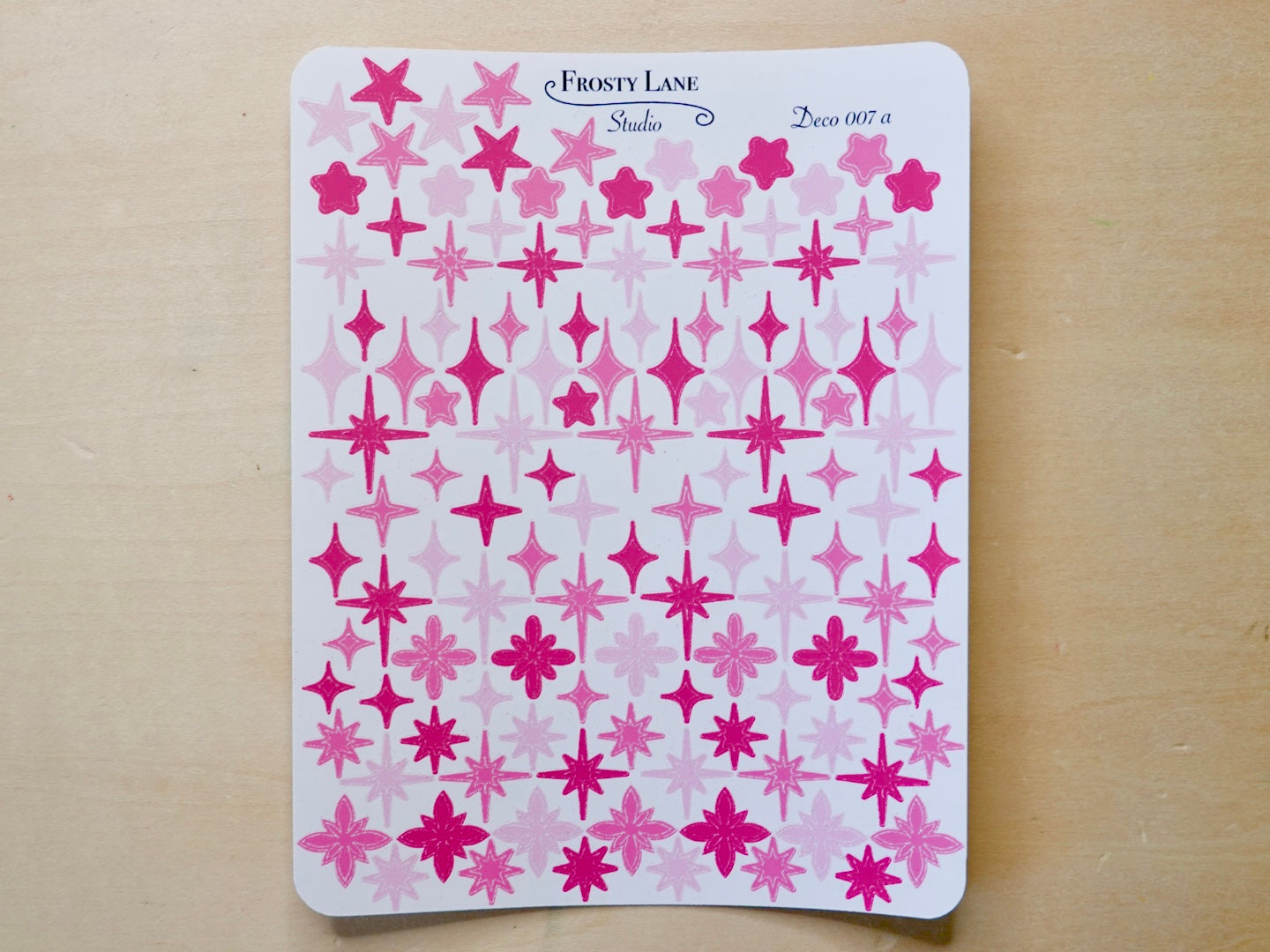 Deco007.a. Pink Stars and Sparkles Sticker Sheet