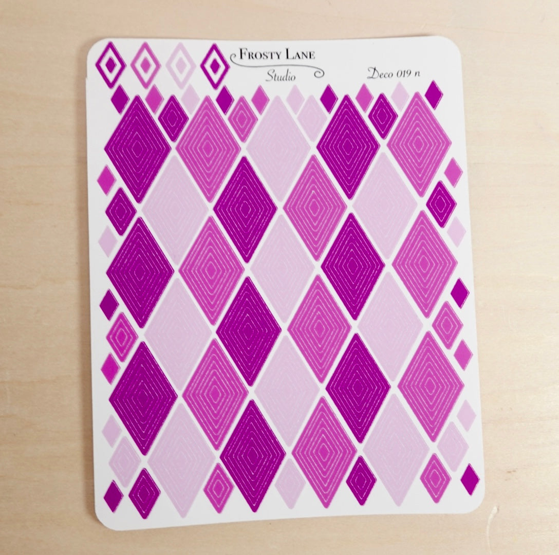 Deco019.n. Fuchsia Diamond Outline Sticker Sheet