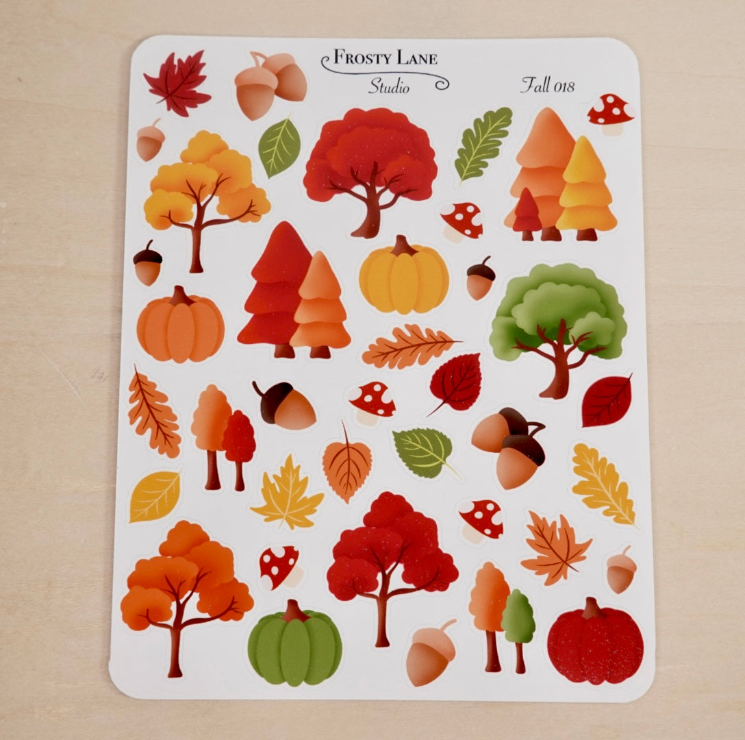 Fall018. Autumn Tree Sticker Sheet