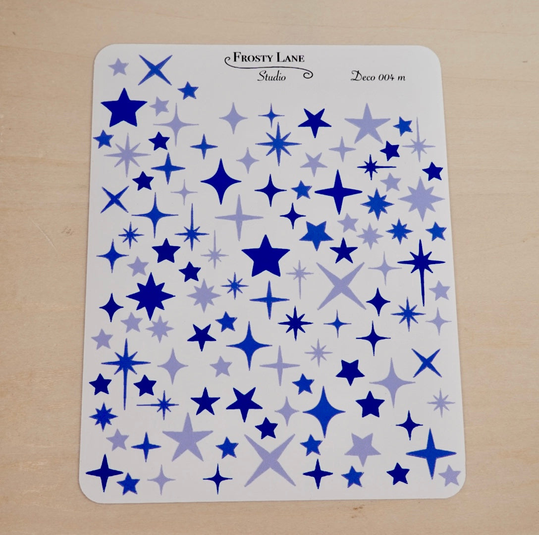 Deco004.m. Royal Blue Sparkles Sticker Sheet
