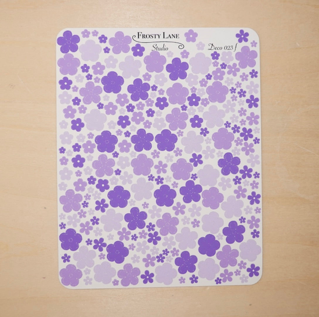 Deco023.f. Purple Mini Flower Sticker Sheet
