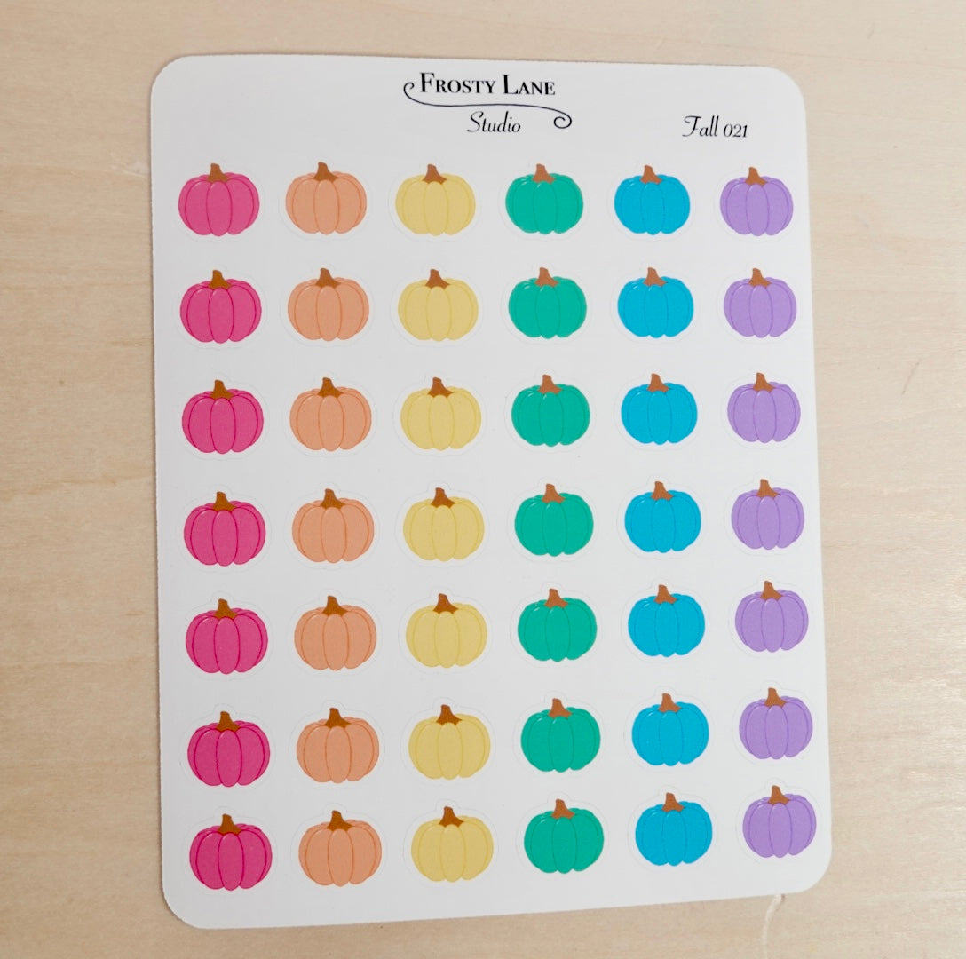Fall021. Rainbow Mini Pumpkin Sticker Sheet