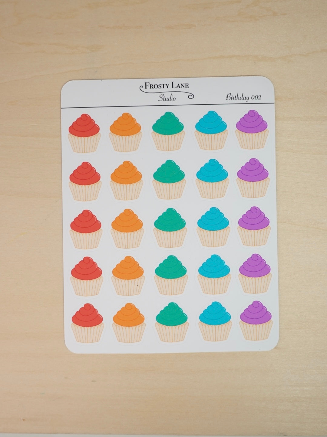 Birthday002. Cupcake Sticker Sheet