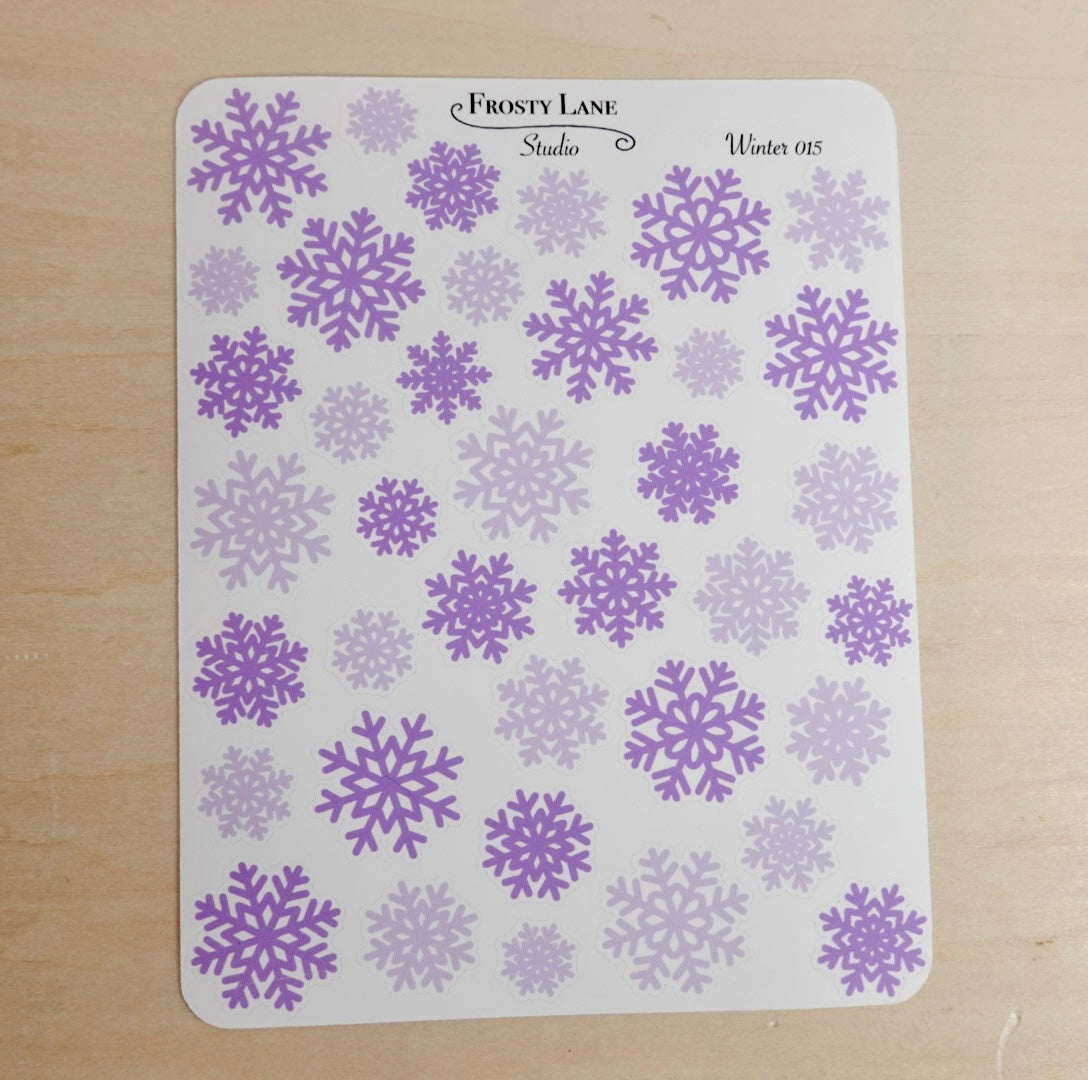 Winter015. Purple Snowflake Sticker Sheet