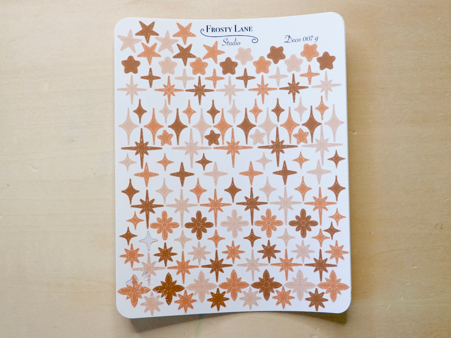 Deco007.g. Brown Stars and Sparkles Sticker Sheet