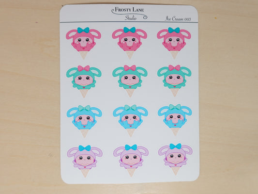 IceCream003. Ice Cream Bunny Hoodie Sticker Sheet