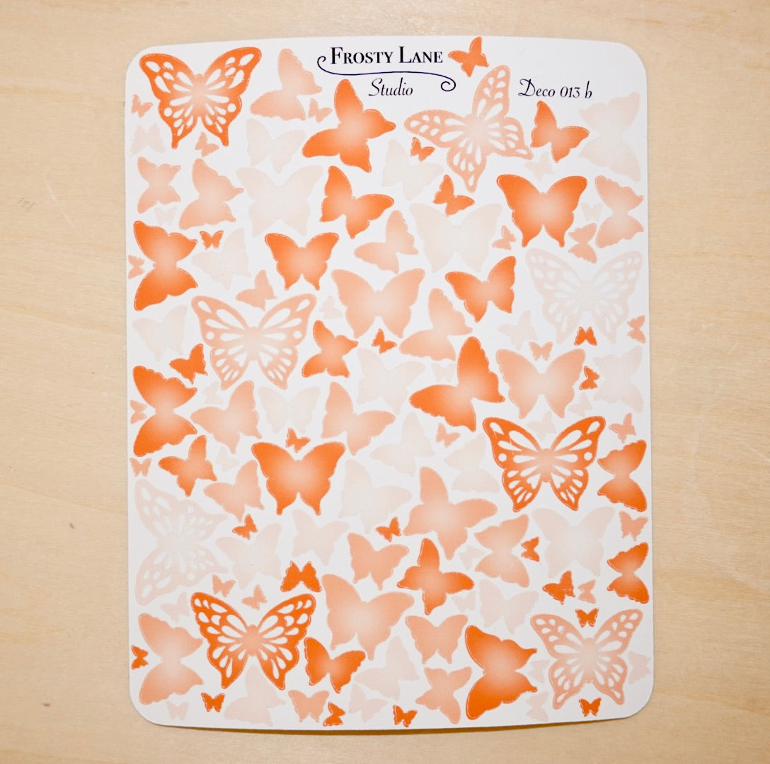 Deco013.b. Orange Butterfly Sticker Sheet