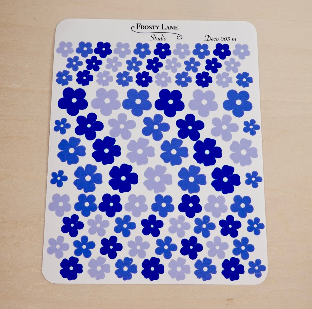 Deco003.m. Royal Blue Flower Sticker Sheet
