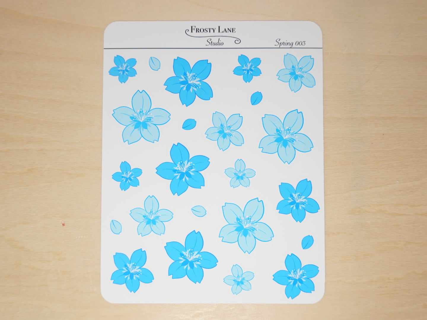 Spring003. Blue Cherry Blossom Sticker Sheet