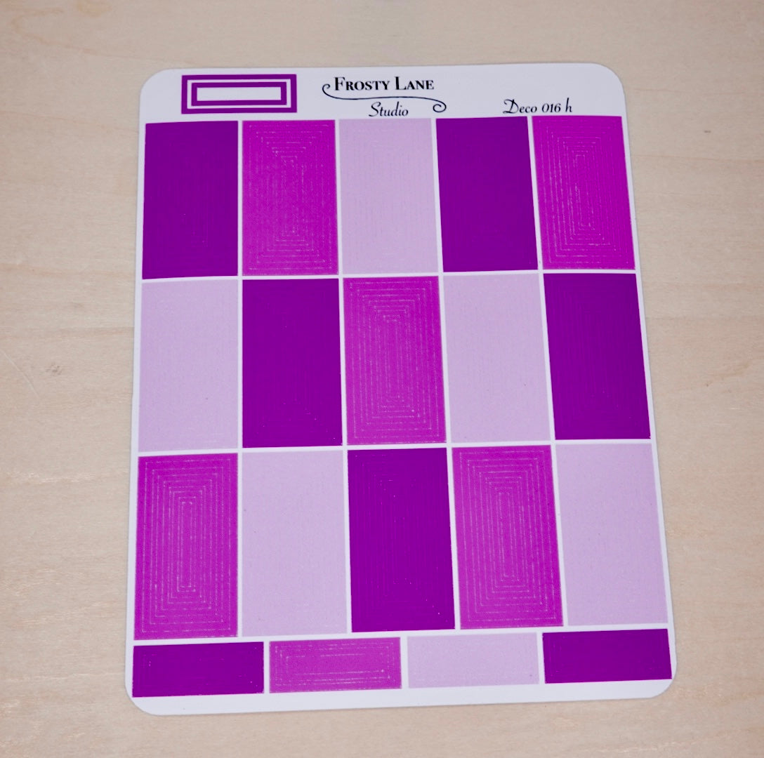 Deco016.n. Fuchsia Rectangle Outline Sticker Sheet