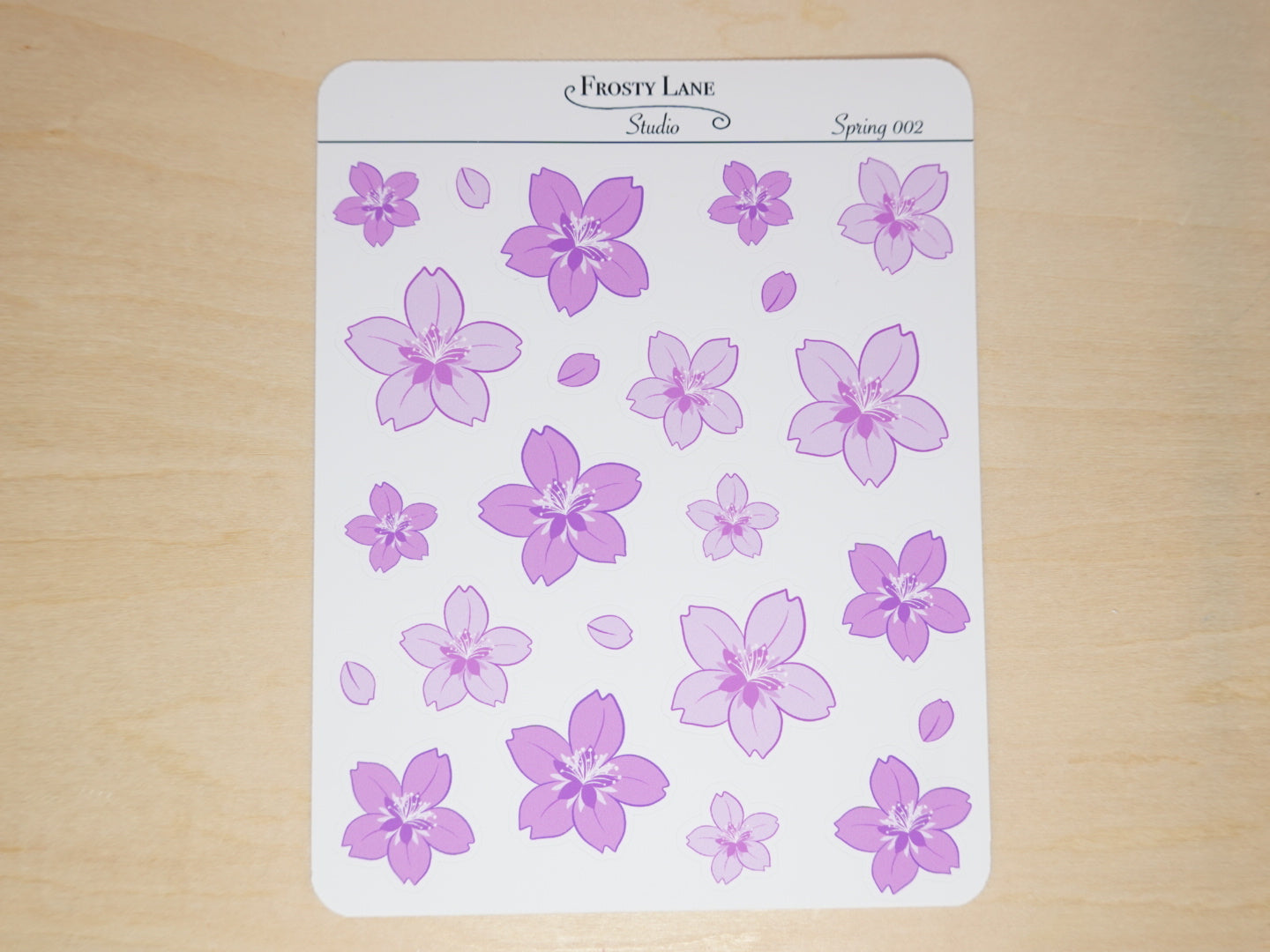 Spring002. Purple Cherry Blossom Sticker Sheet