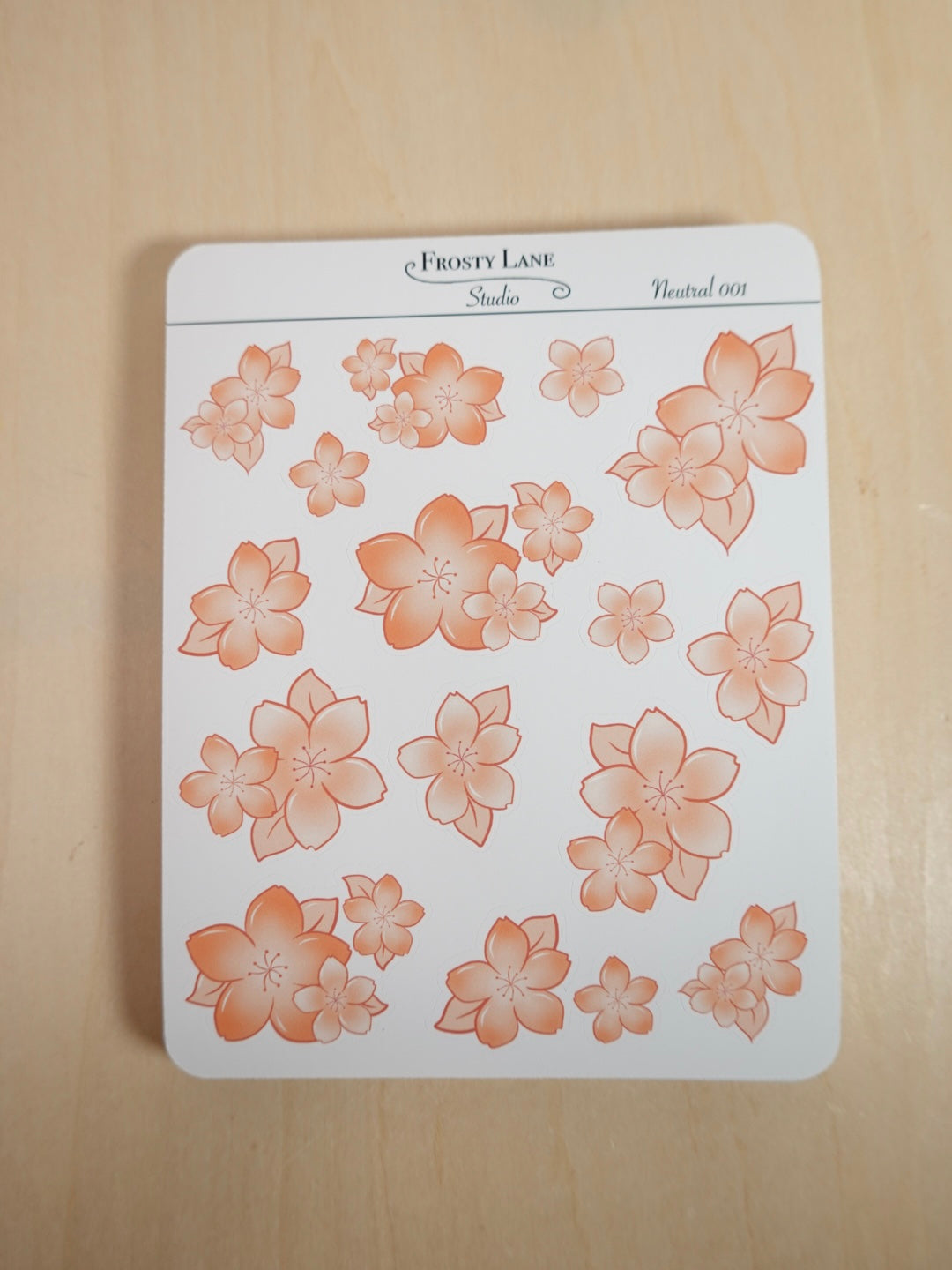 Neutral001. Brown Cherry Blossom Sticker Sheets