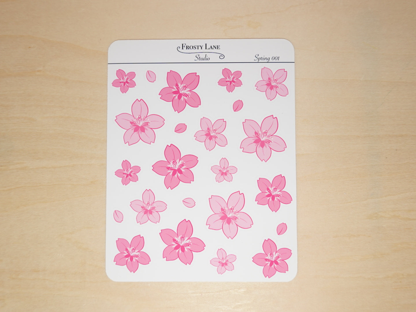 Spring001. Pink Cherry Blossom Sticker Sheet