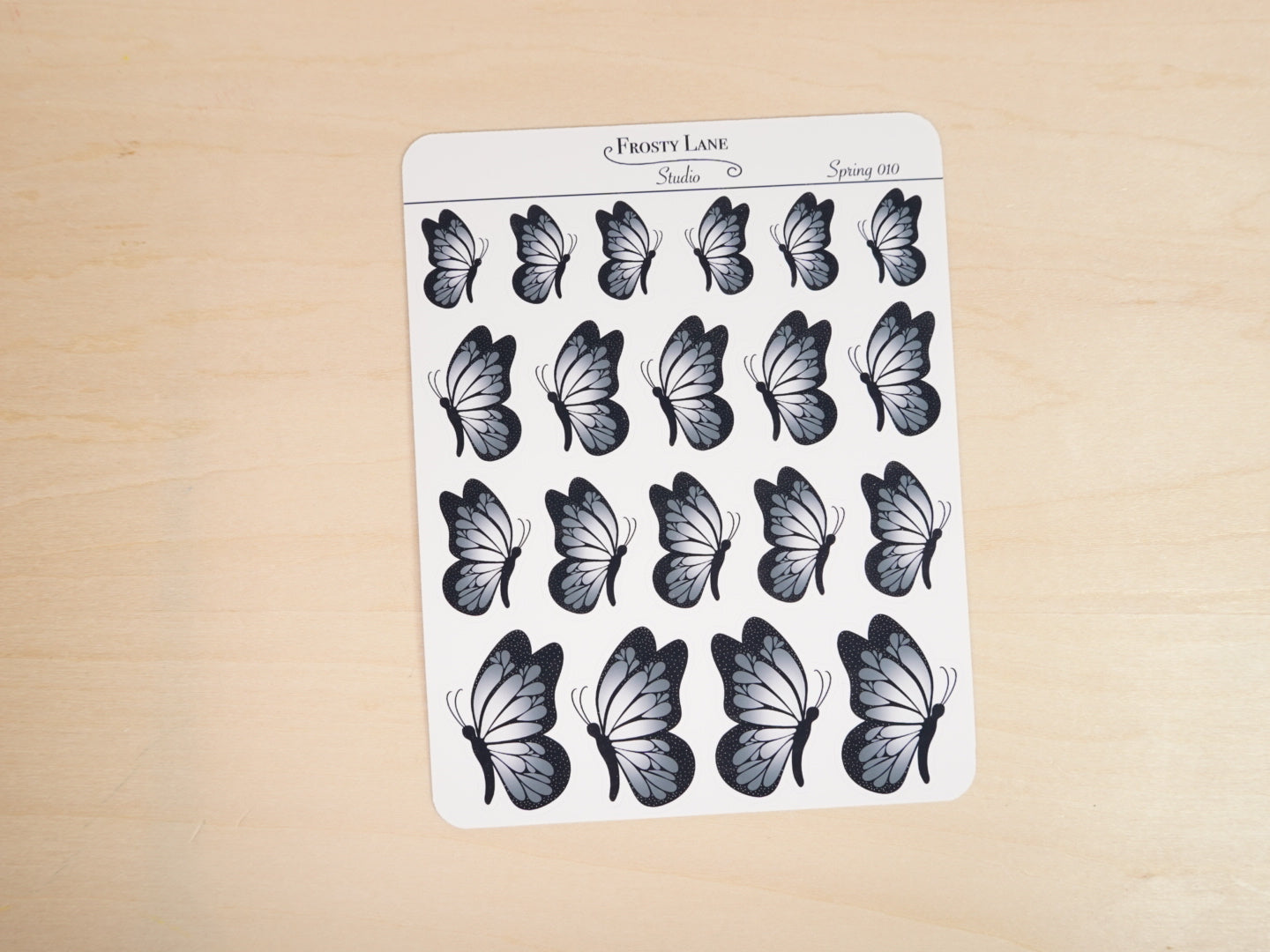 Spring010. Gray Butterfly Sticker Sheet