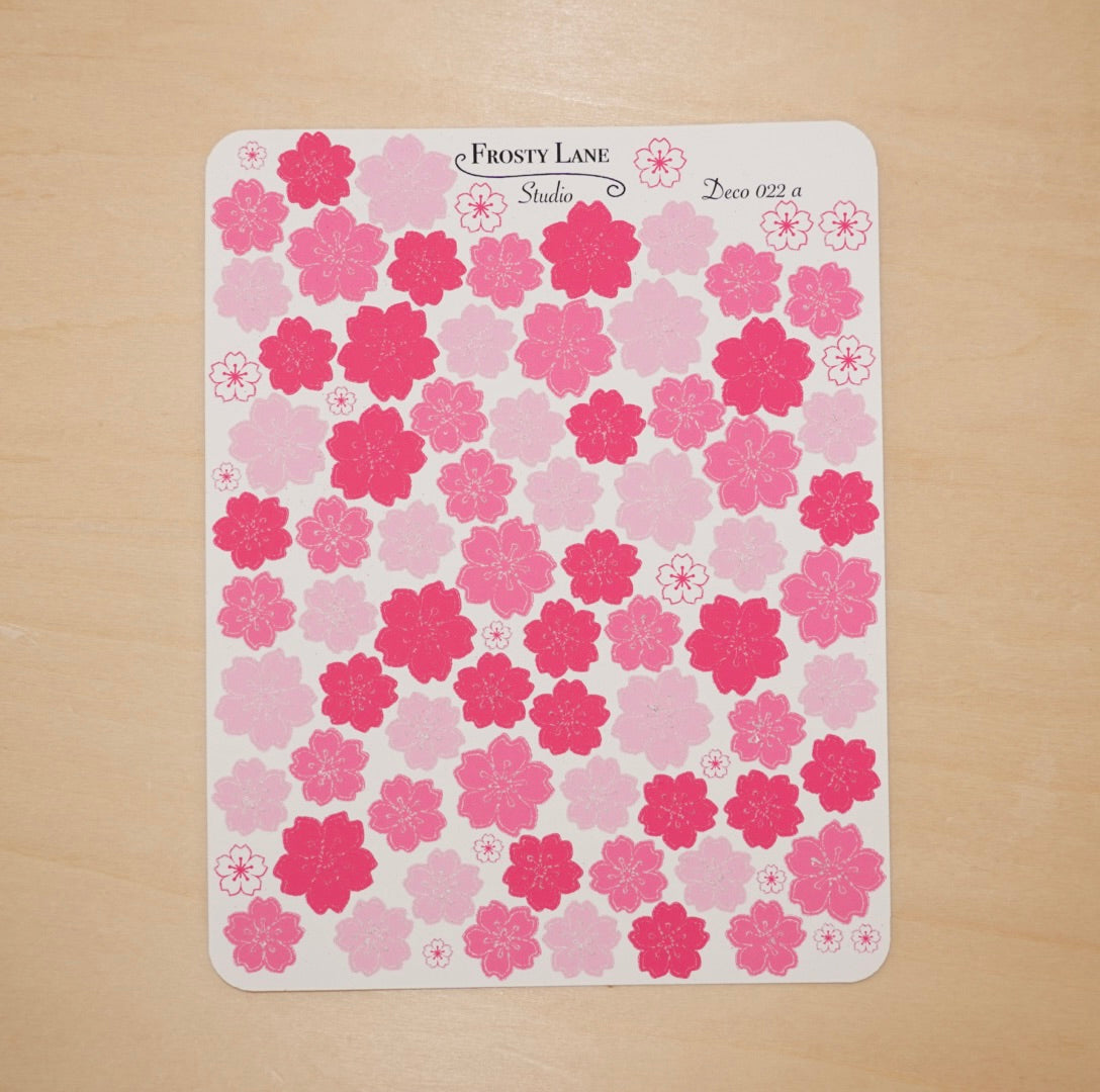 Deco022.a. Pink Sakura Outline Sticker Sheet