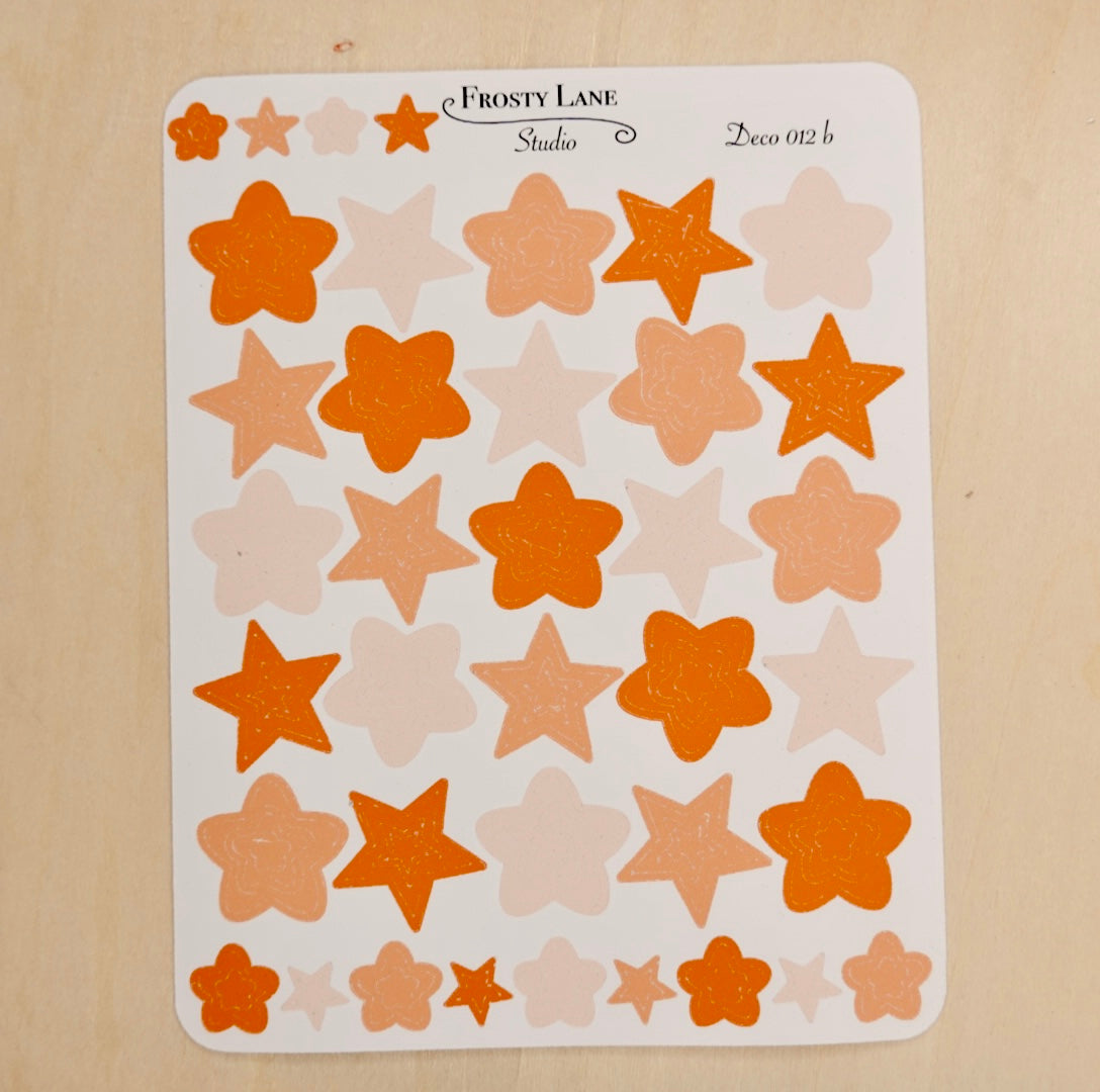 Deco012.b.Orange Star Outline Sticker Sheet
