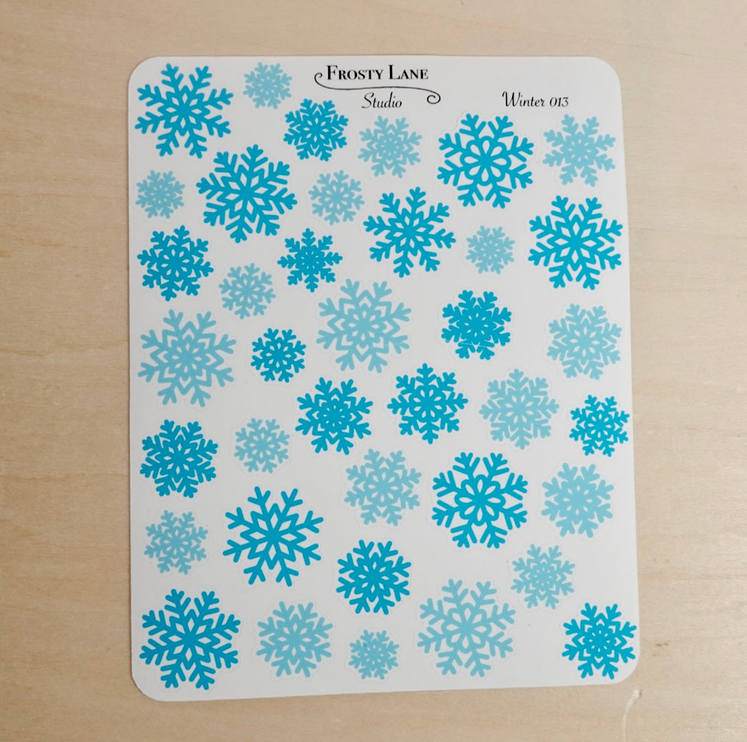 Winter013. Blue Snowflake Sticker Sheet