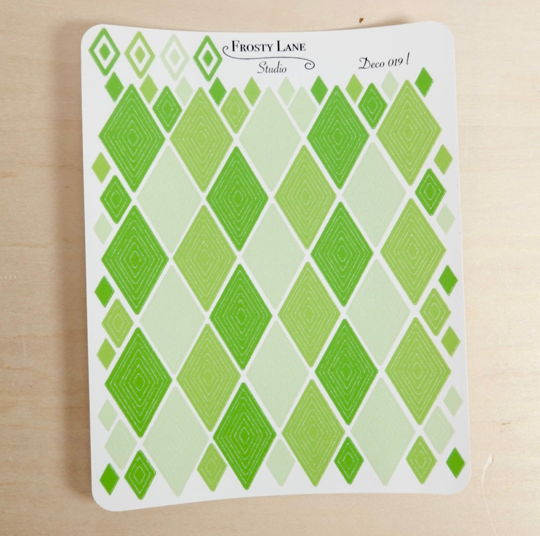 Deco019.l. Lime Diamond Outline Sticker Sheet