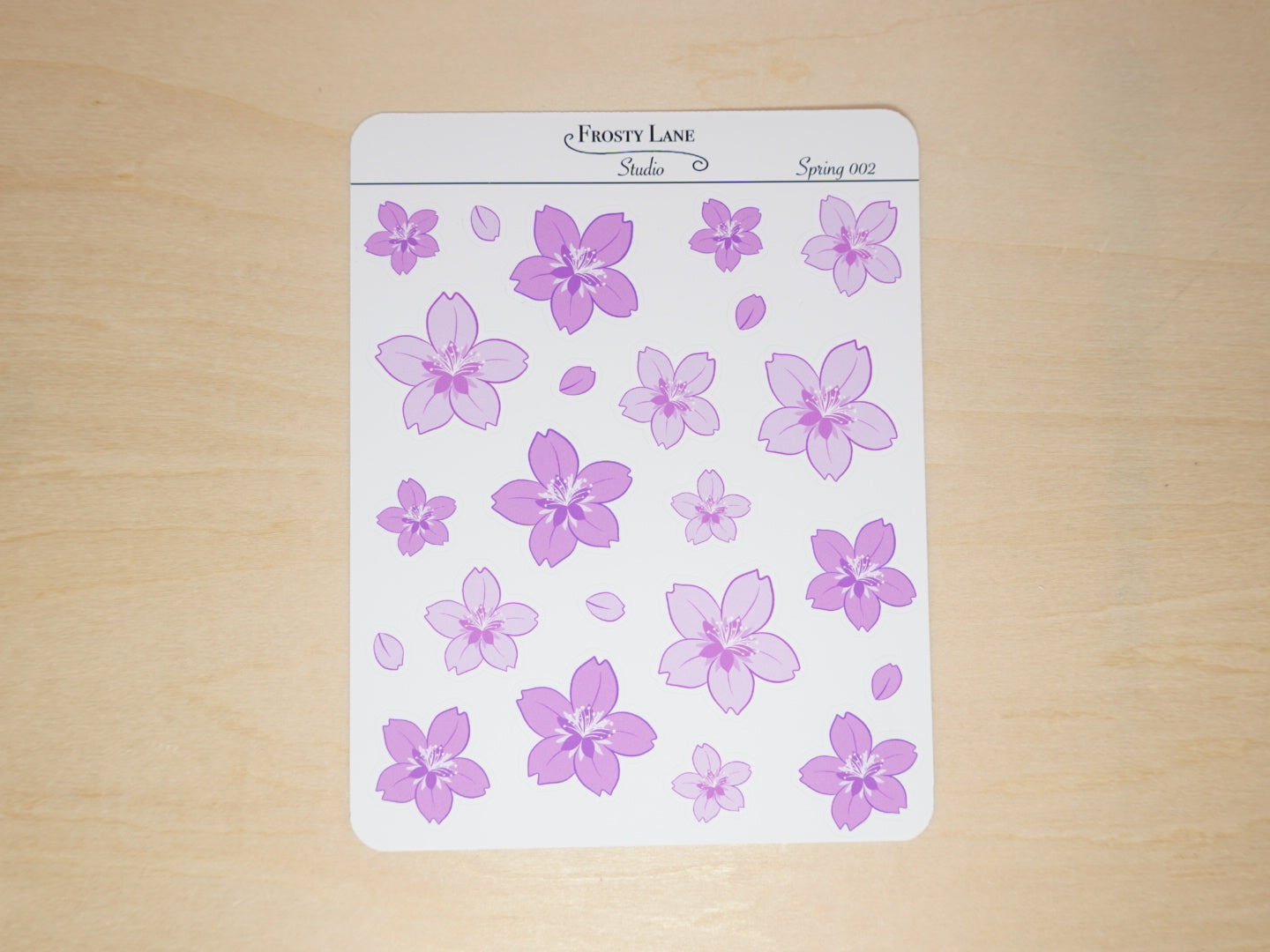 Spring002. Purple Cherry Blossom Sticker Sheet