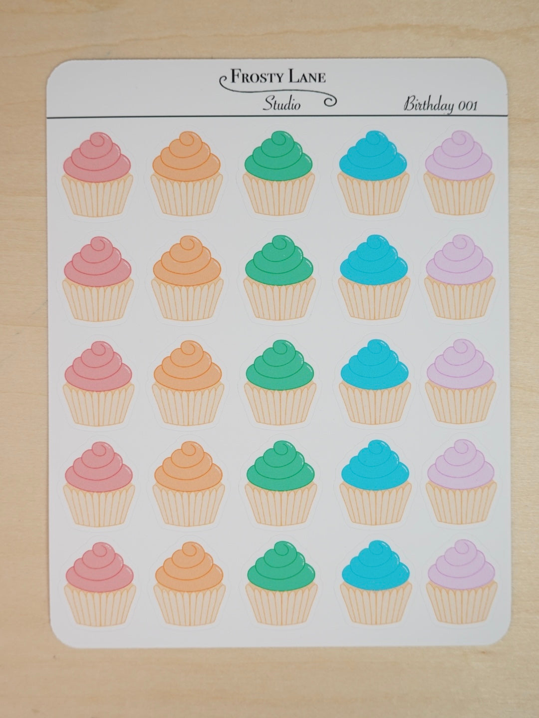 Birthday001. Cupcake Sticker Sheet