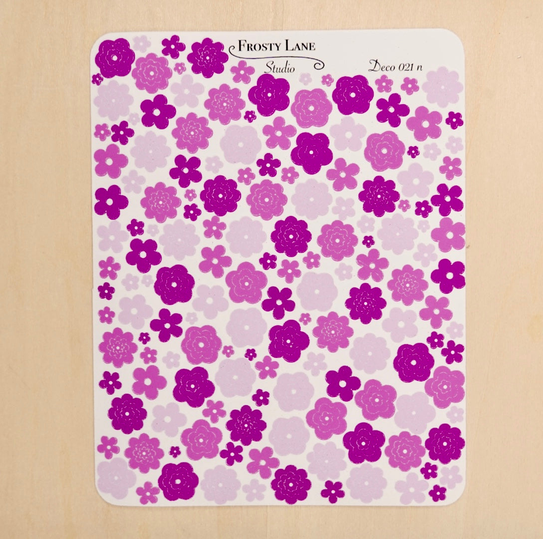 Deco021.n. Fuchsia Flower Outline Sticker Sheet