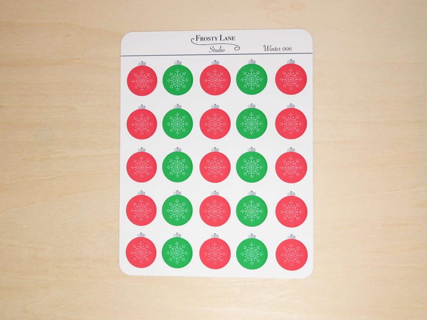 Winter006. Ornaments Sticker Sheet