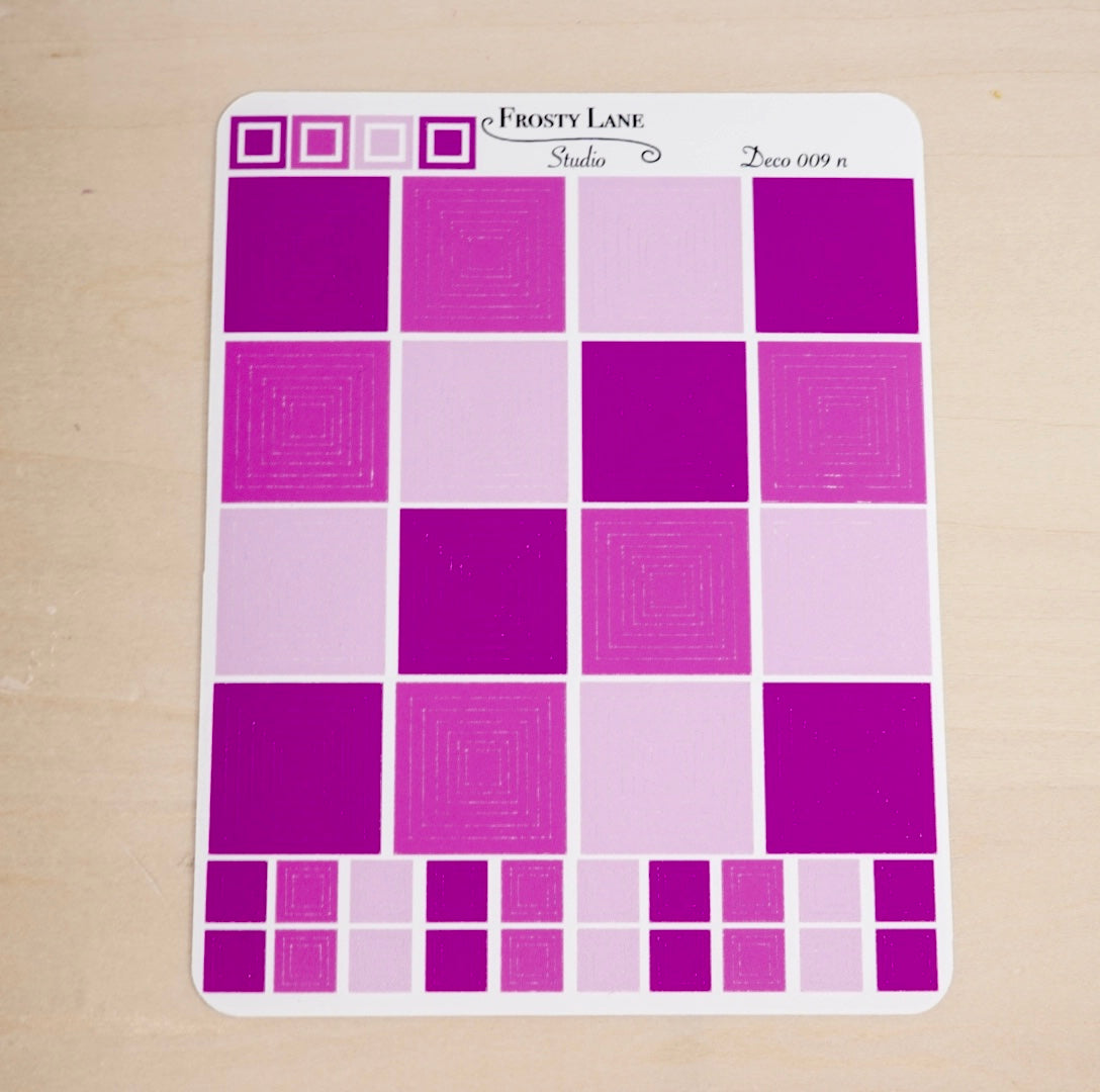Deco009.n. Fuchsia Square Outline Sticker Sheet