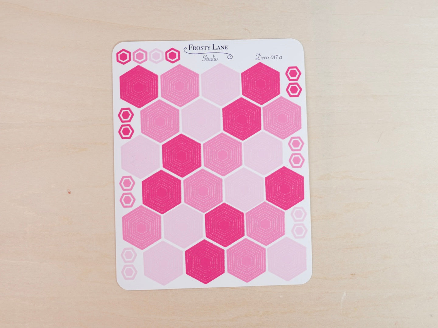 Deco017.a. Pink Hexagon Outline Sticker Sheet