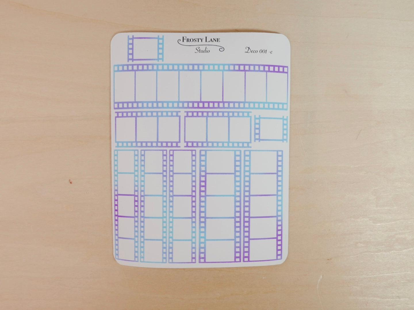 Deco001.c. Purple and Blue Film Strip Sticker Sheet