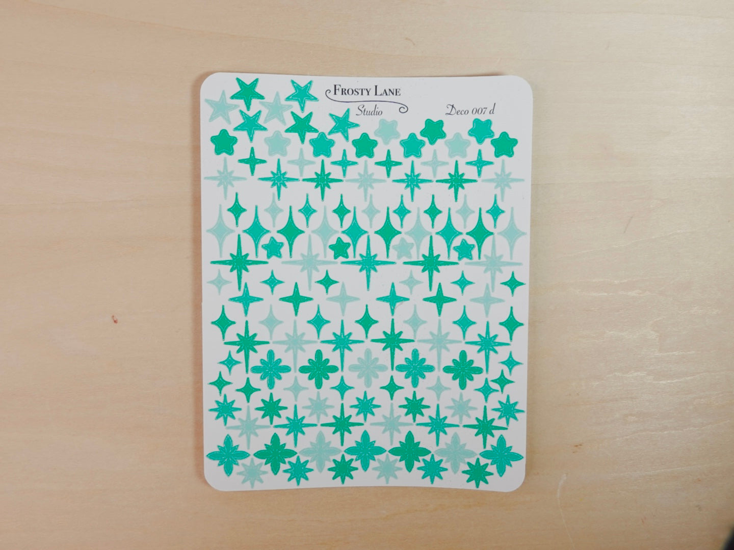 Deco007.d. Green Stars and Sparkles Sticker Sheet