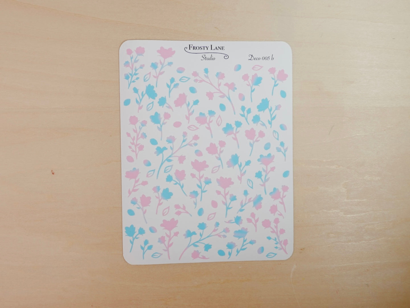 Deco005.b. Pink and Blue Flower Stem Sticker Sheet