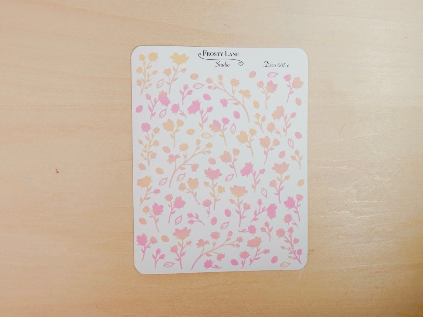 Deco005.c. Pink and Yellow Flower Stem Sticker Sheet