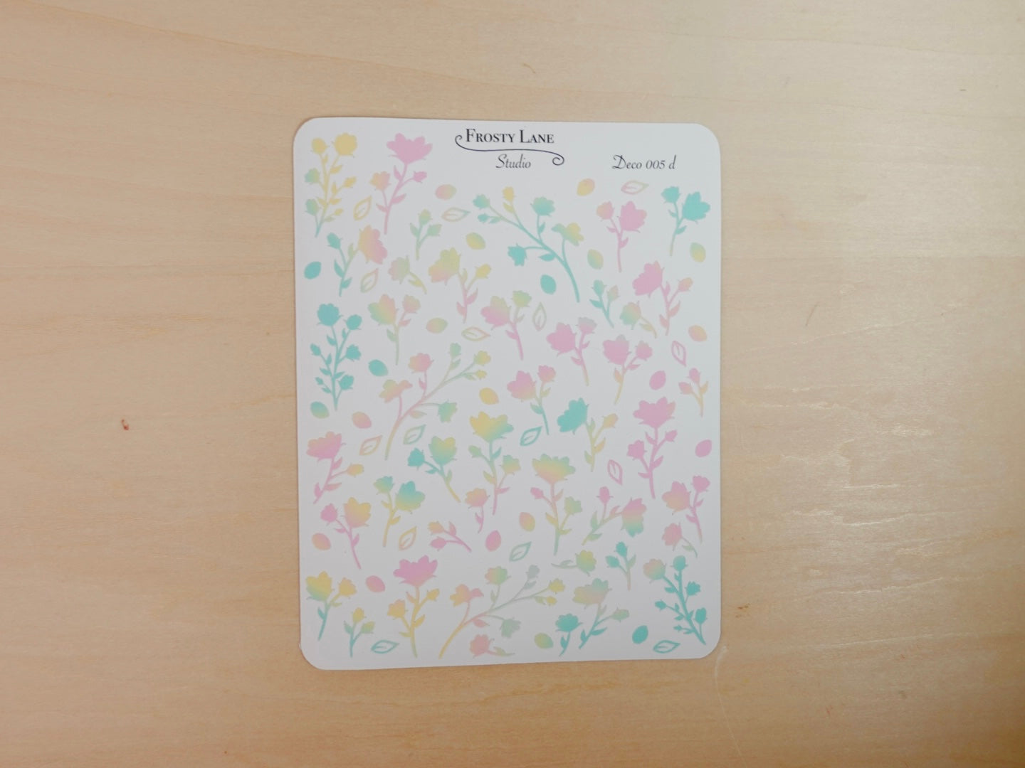 Deco005.d. Pink and Yellow and Green Flower Stem Sticker Sheet