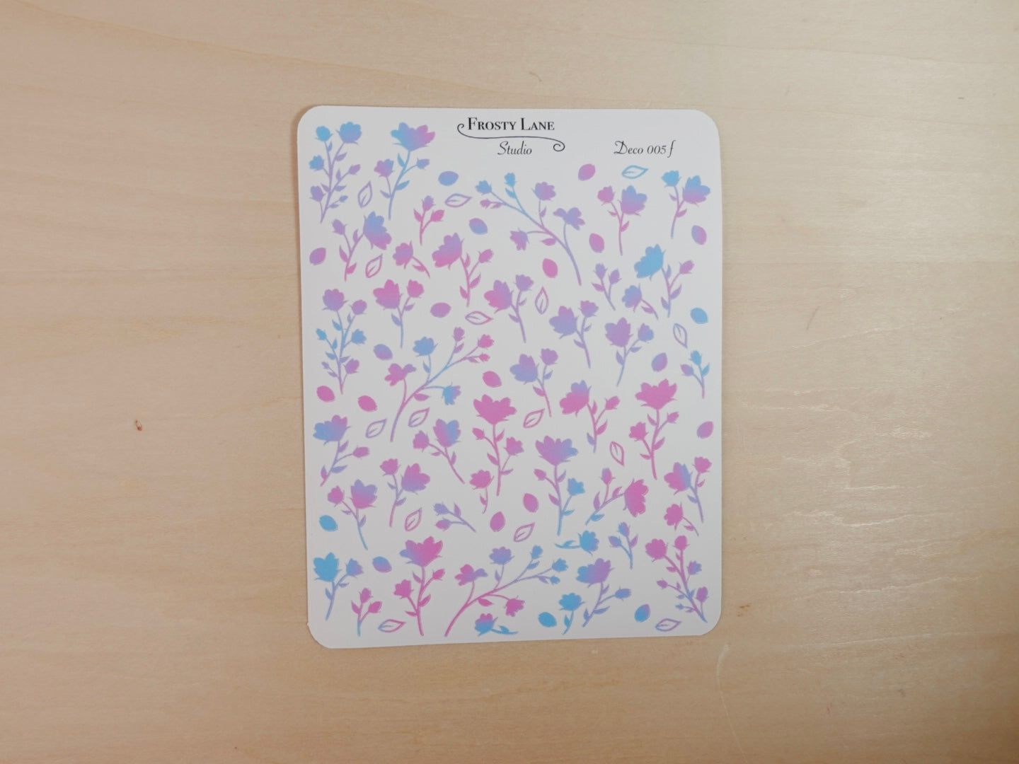 Deco005.f. Blue and Purple Flower Stem Sticker Sheet