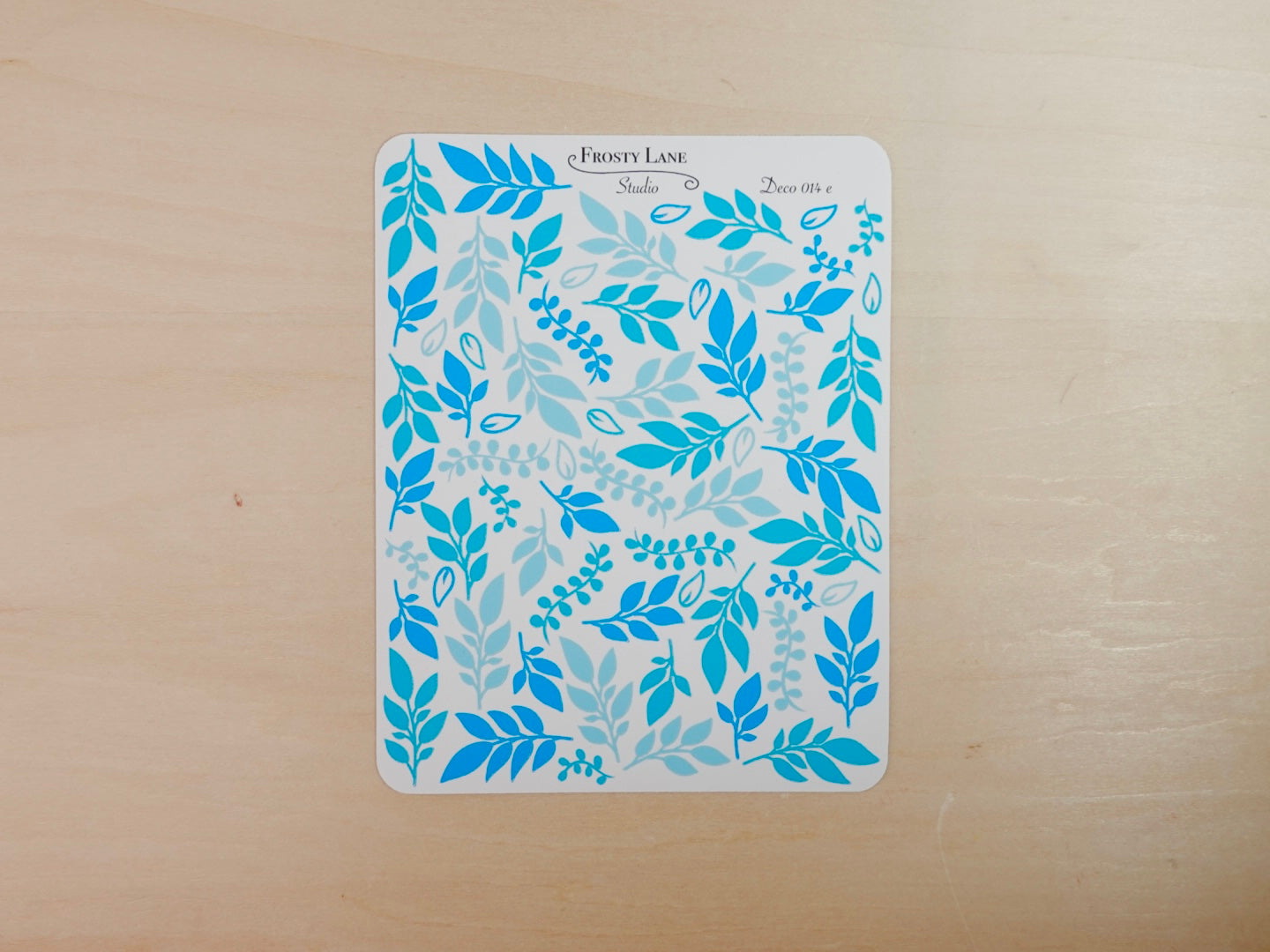 Deco014.e. Blue Foliage Sticker Sheet