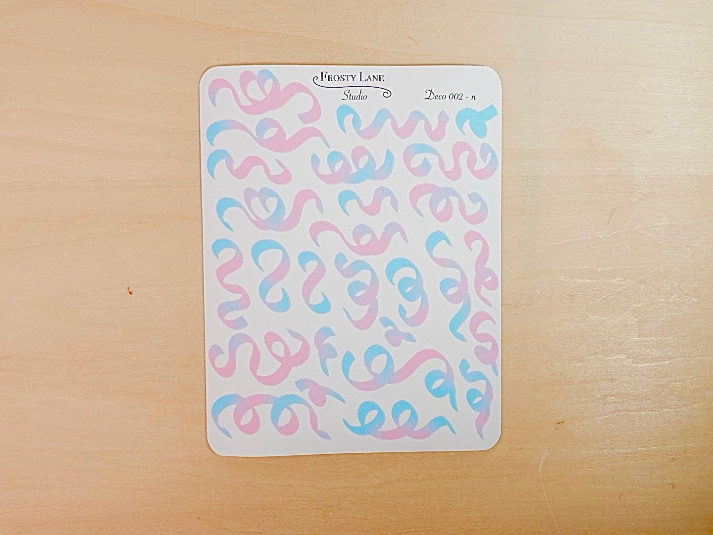 Deco002.n. Pink and Blue Confetti Ribbon Sticker Sheet