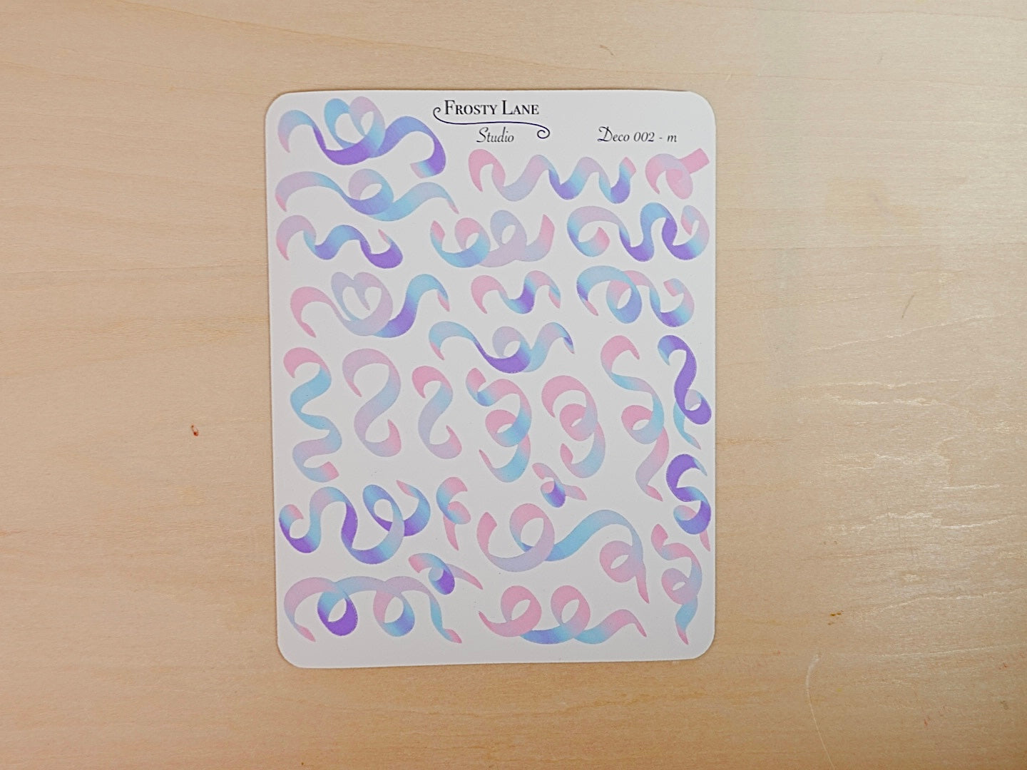 Deco002.m. Pink and Purple and Blue Confetti Ribbon Sticker Sheet