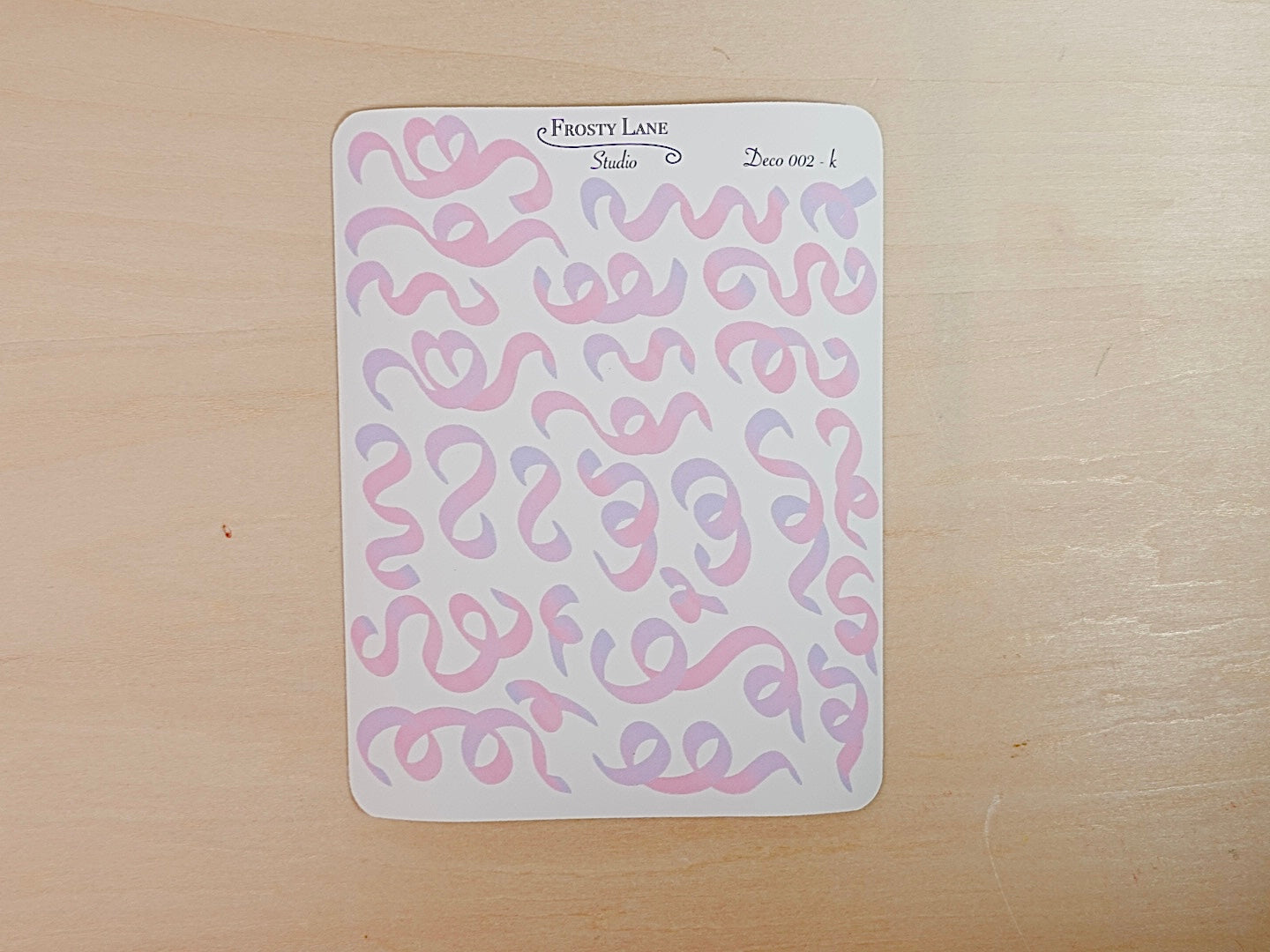 Deco002.k. Light Pink and Purple Confetti Ribbon Sticker Sheet