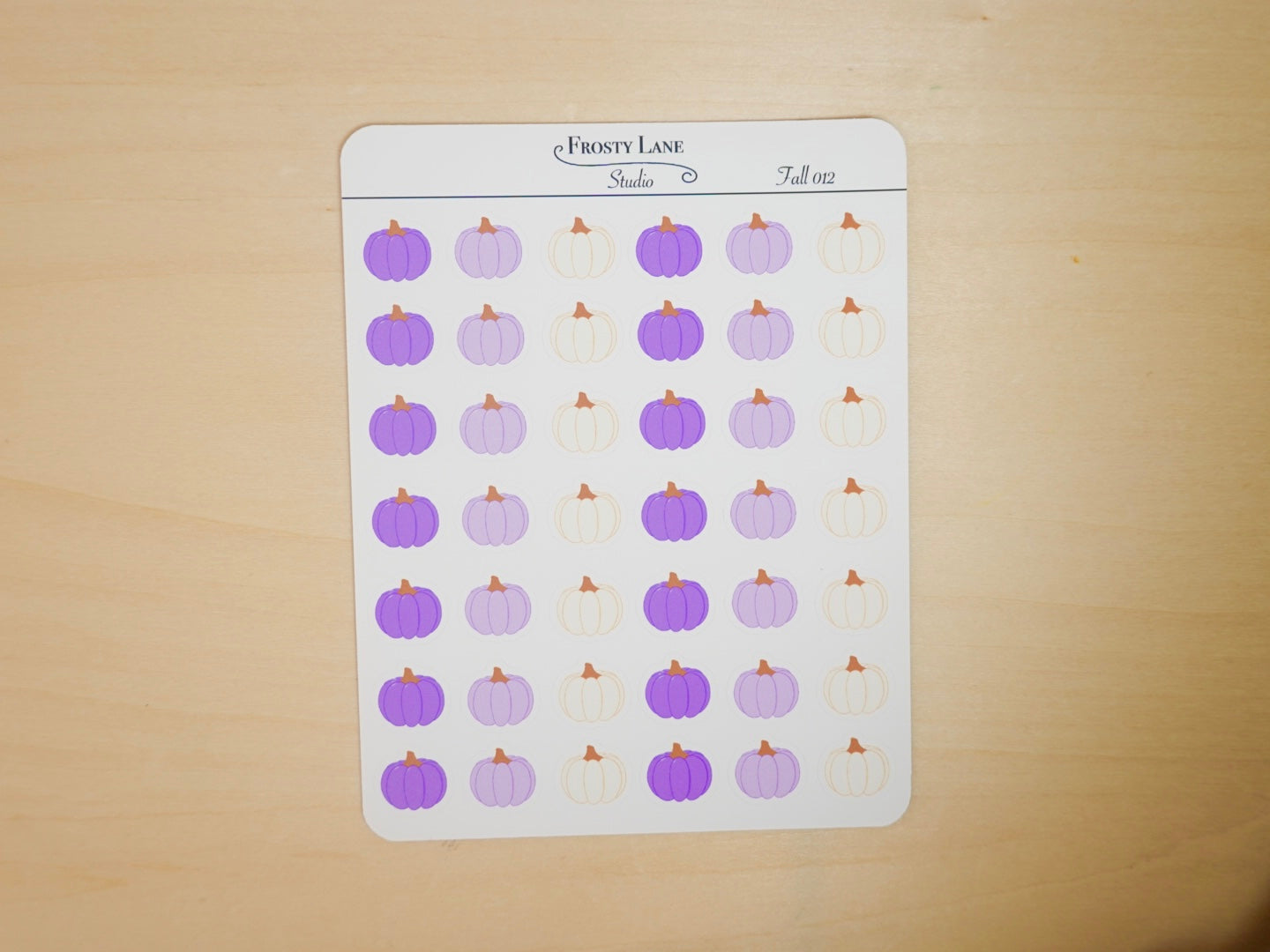 Fall012. Mini Purple Pumpkin Sticker Sheet